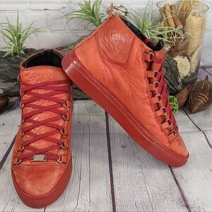 Balenciaga Arena High Red Leather Sneakers